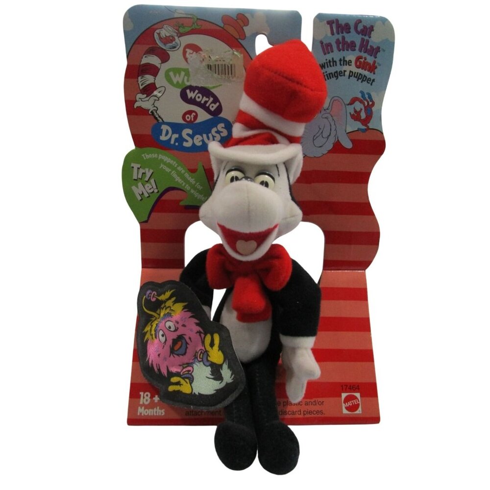 Dr. Seuss The Cat In The Hat With The Gink Finger Puppet Plush Toy
